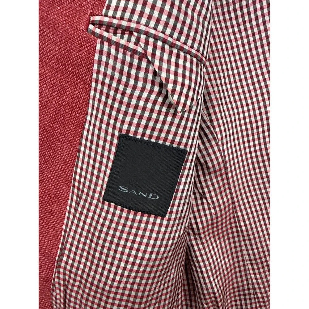 Sand Copenhagen Sherman Red Linen Blazer Sport Coat Mens Size 48 100% Linen 6669